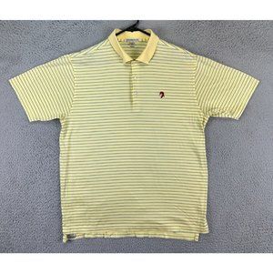 Peter Millar Polo Shirt Adult Large Yellow/Blue Striped Gasparilla Cotton Mens